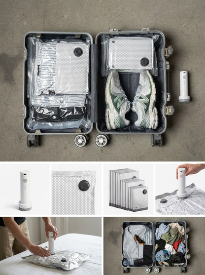 15-Piece Travel Vacuum Compression Bags with Electric Pump