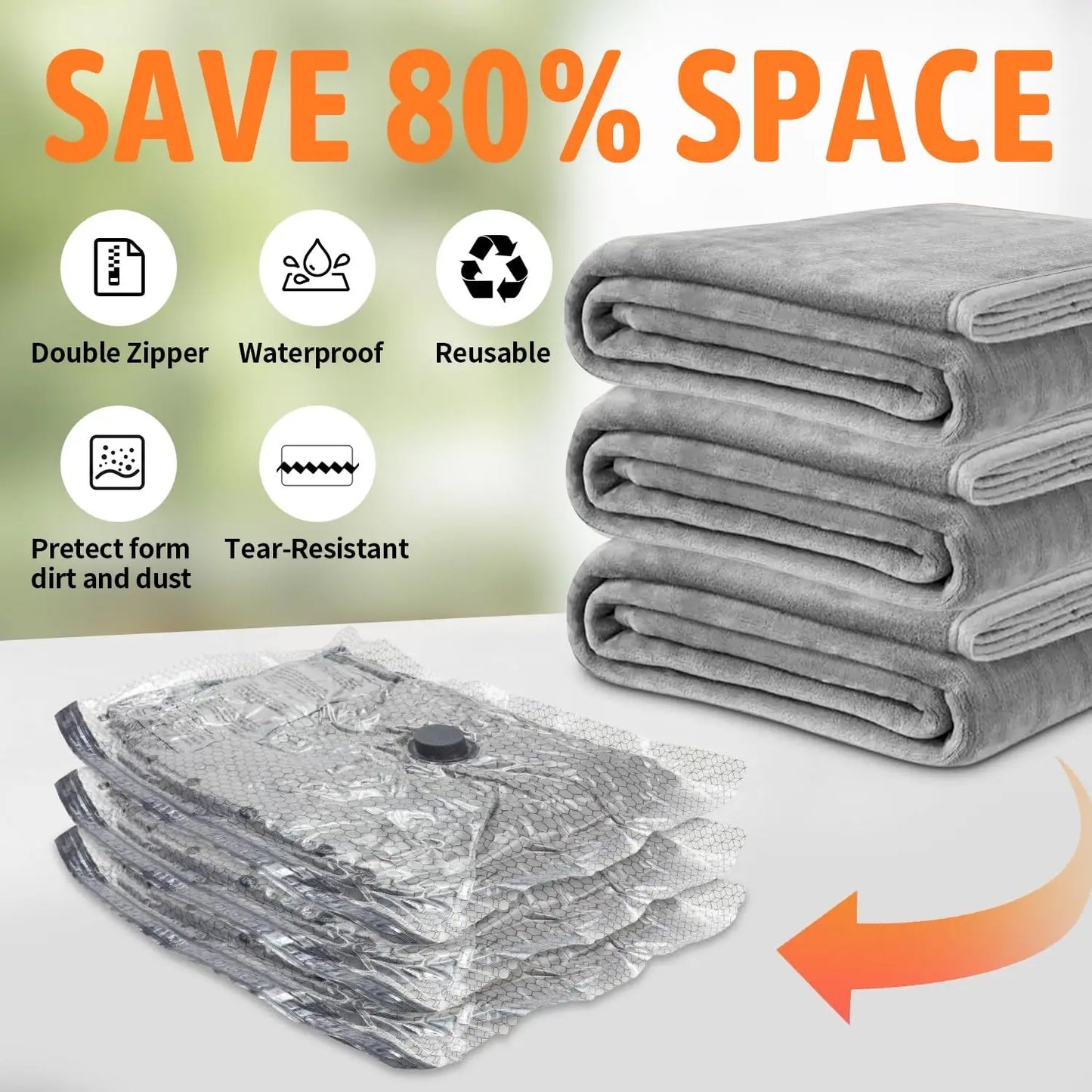 15-Piece Travel Vacuum Compression Bags with Electric Pump